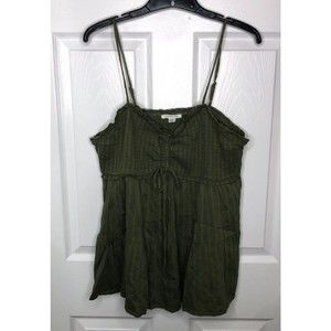 American Eagle Women's Size Large Smocked Baby Doll Cami Top ("Olive" Green)